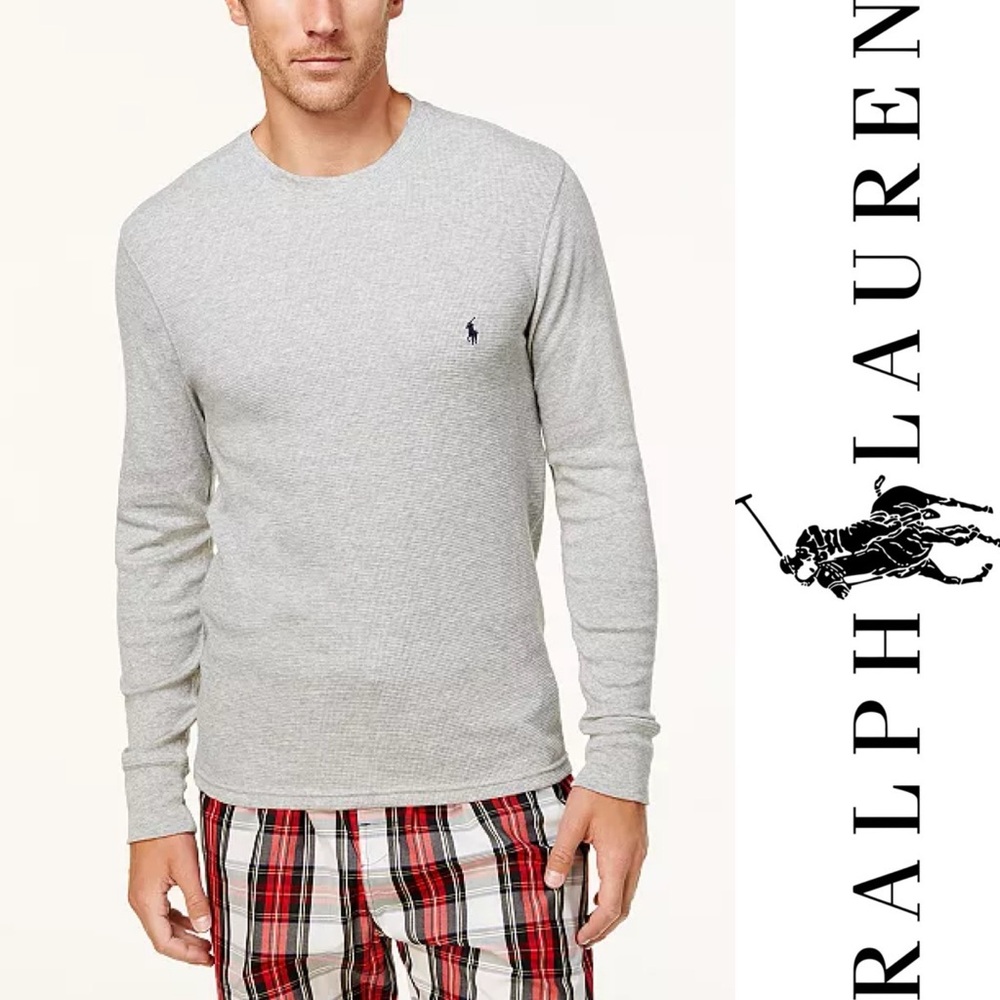 Polo Ralph Lauren Thermal Shirt Men’s Sz XL Gray  Waffle Knit Long Sleeve